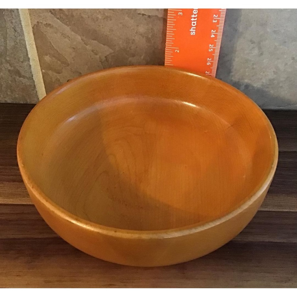 Vintage Wolverine Grand Rapids Wood Salad Bowl Set 7pc Cottagecore Farmhouse MCM - Picture 12 of 16